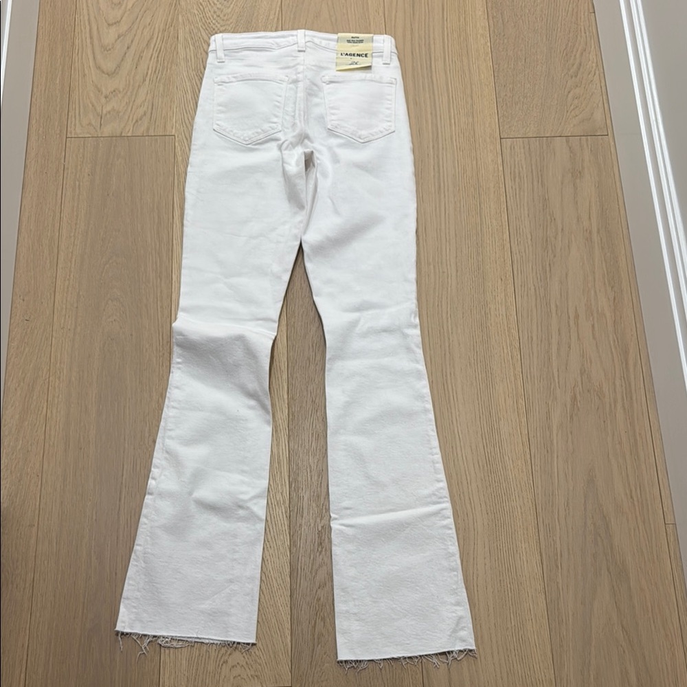 L’Agence Women's White Straight Jeans- High Rise
